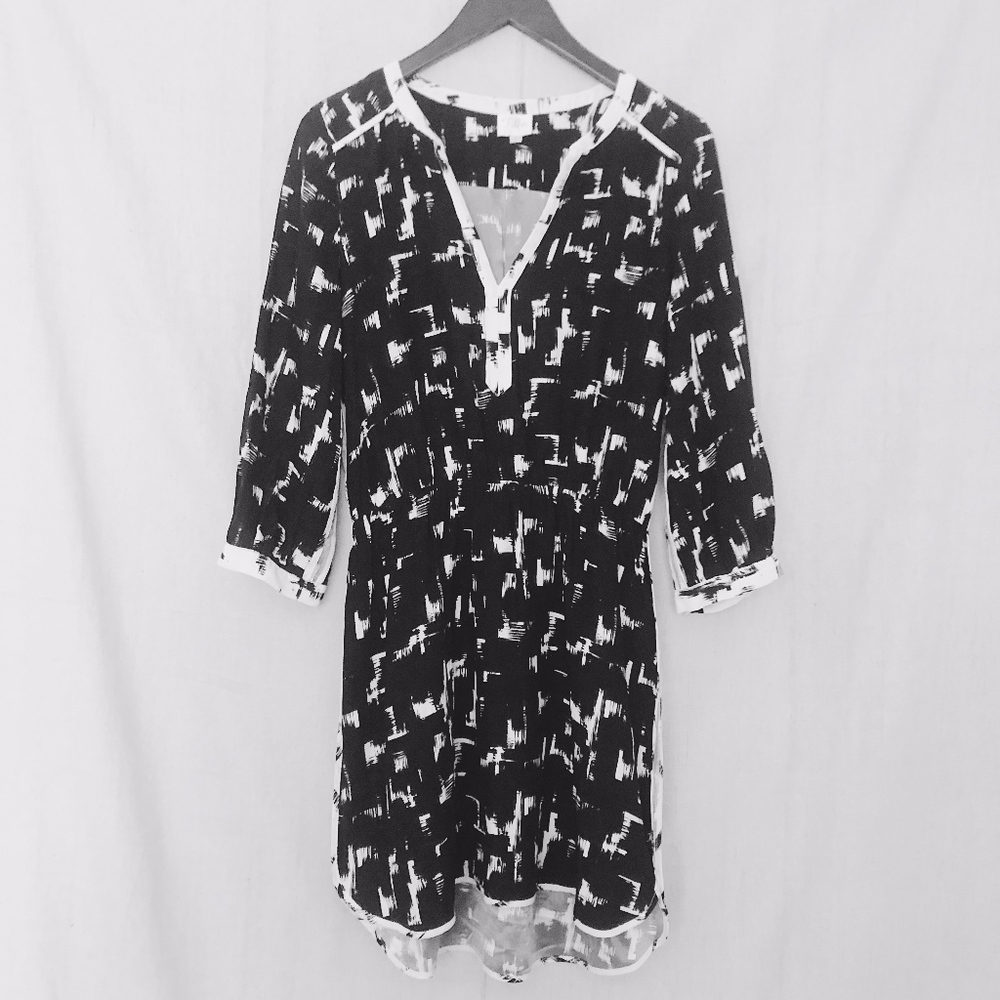 Parker NY Mallory Silk Dress - Black & White Print
